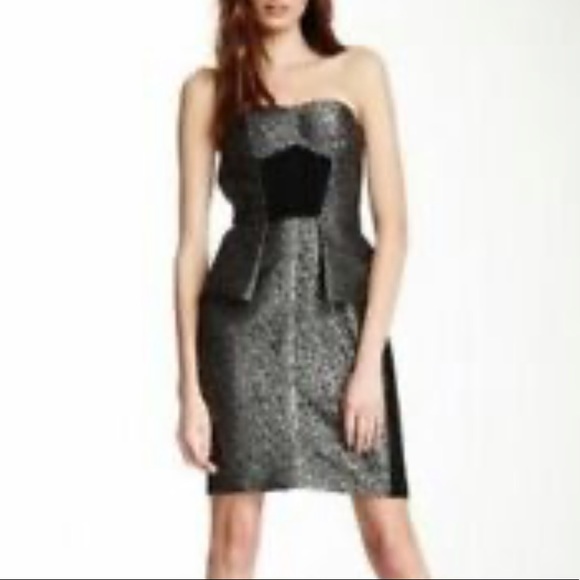 YOANA BARASCHI | Strapless Peplum Metallic Cocktail Dress - Picture 1 of 7